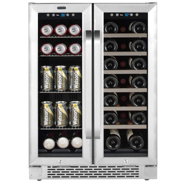 Whynter BWB-2060FDS/BWB-2060FDSa 24″ Built-In French Door Dual Zone Wine & Beverage Refrigerator – 20 Bottles / 76 Cans