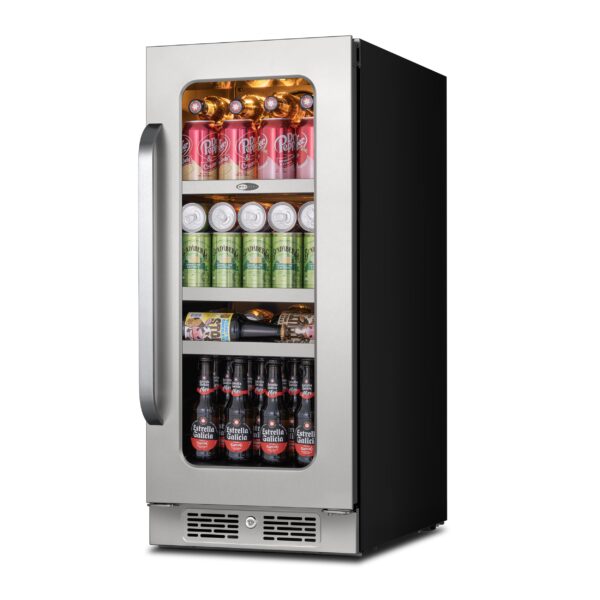 Whynter BSR-080SB 15" Undercounter 128 Cans Seamless Stainless Steel Beverage Fridge