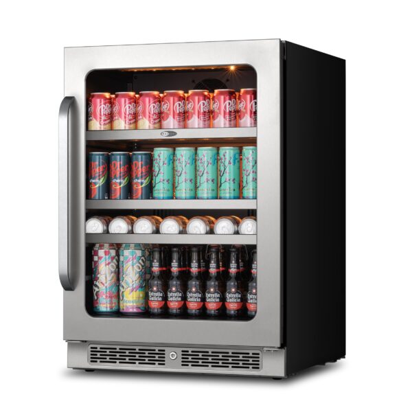 Whynter BSR-140SB 24" Undercounter 166 Cans Seamless Stainless Steel Beverage Fridge