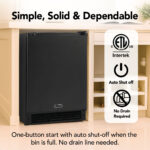 Whynter UIM-158BK black ice maker installed under a counter, ETL listed, with auto shut-off and no drain required