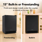 Side-by-side view of the Whynter UIM-158BK ice maker as a freestanding unit in a kitchen and built in under a counter