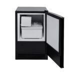 Whynter UIM-158-BK ice maker with door open, right side view