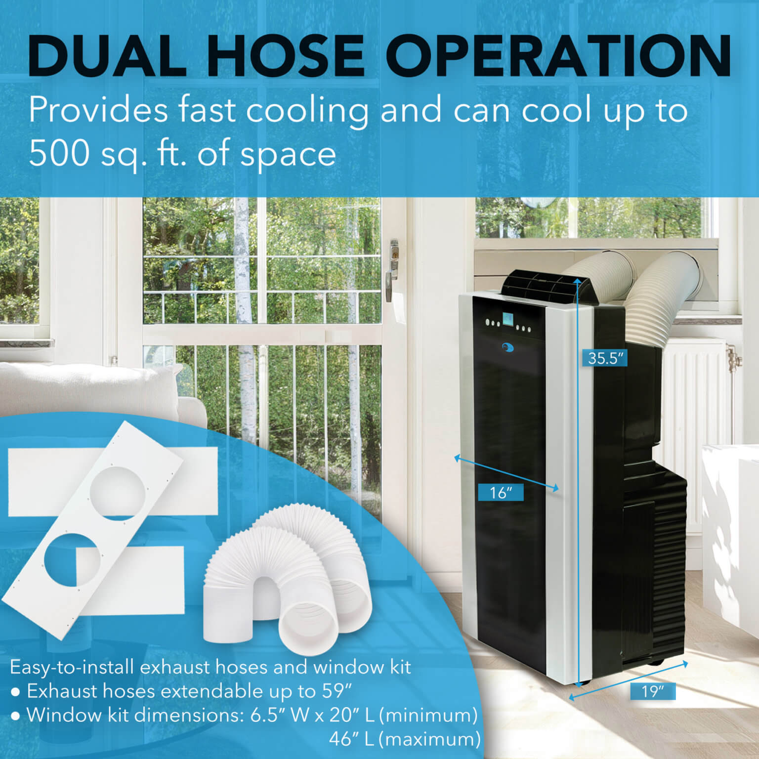 Arc 14s Dual Hose Portable Air Conditioner Whynter 8022