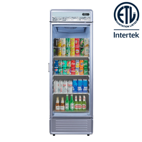 PROTECH CBC-1200WG Commercial Merchandiser Refrigerator - 12.2 Cu Ft Beverage Display Cooler with Customizable Logo Display &  ETL Sanitation Certification