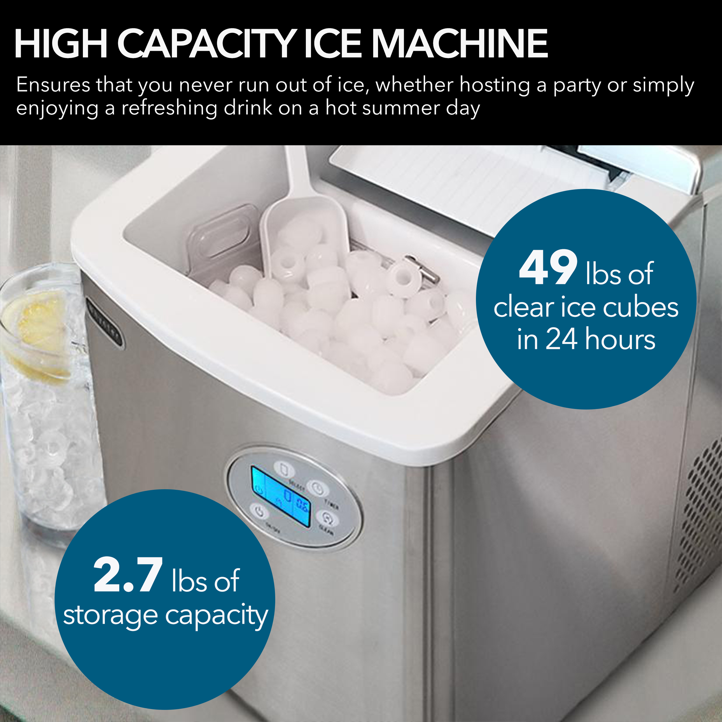 Home Ice Machine Maker,Ice Size Control,24H Timer,Party Ice Machine  Countertop for Home Bar