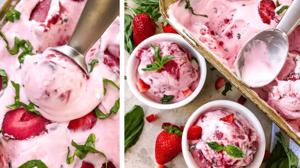 Healthy Vegan Strawberry Basil Ice Cream Recipe
